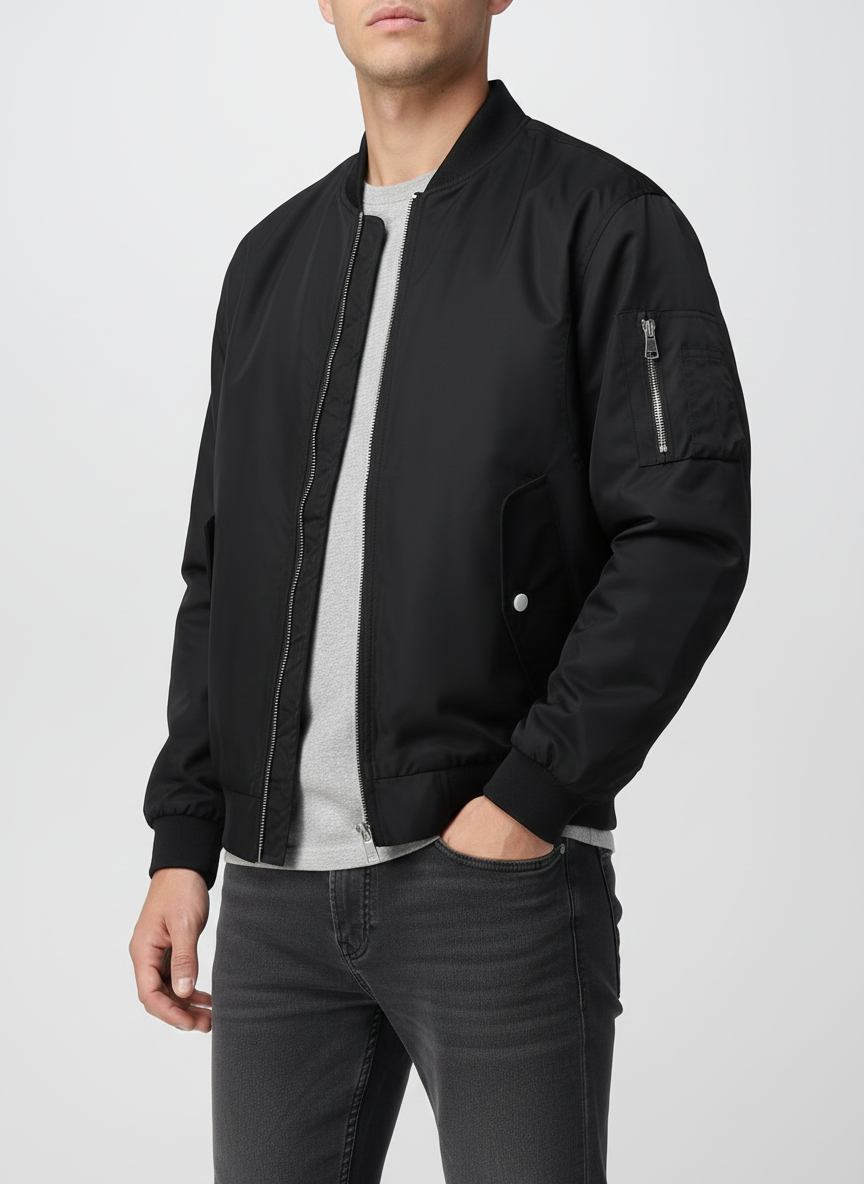 Side-zip Bomber Jacket